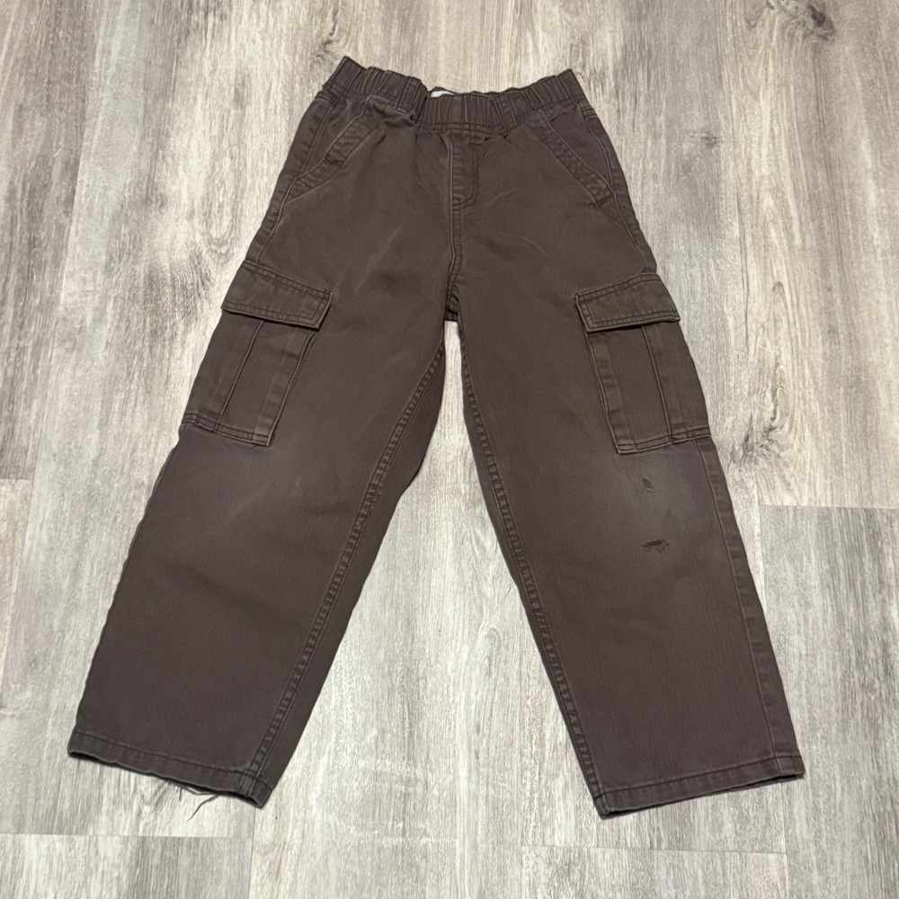 Cotton On Kids Brown Cargo‎ Pants Size 7 Elastic Waist Utility Casual